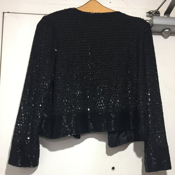 VINTAGE FRANK USHER SILK SEQUIN JACKETS SIZE 8 - Picture 3 of 8
